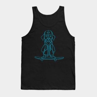 Puppy on the skateboard Blue outline Tank Top